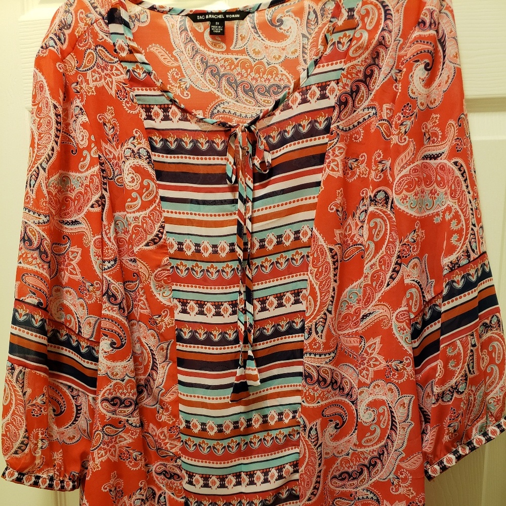 Zac & Rachel Multi-colored Sheer Blouse
